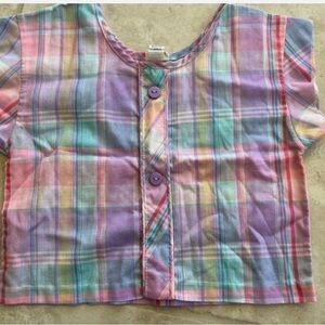 Vintage carrots Plaid Kids crop top with Purple Accents size 8
